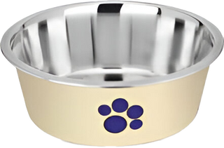 KUMAR PLATO PERROS CREMA CON PATITA AZUL